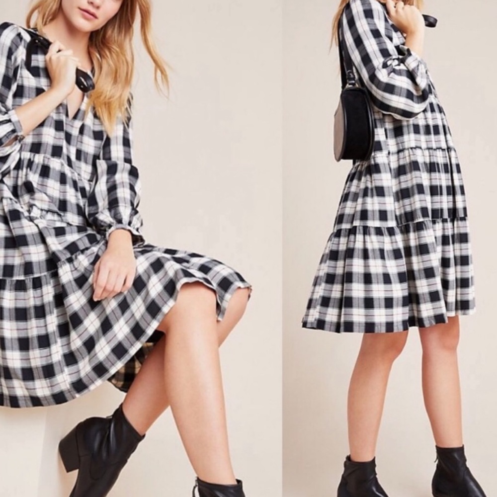 Anthropologie Maeve Plaid Tunic Dress